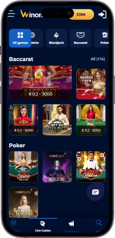 winomania live casino